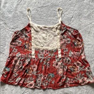 Maurices Red and White Tiered Camisole Top
